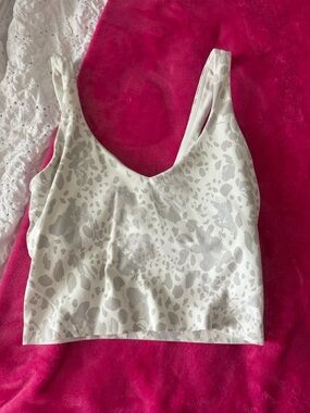 lululemon athletica White & Light Gray Animal Print Sports Bra Top